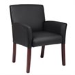 Bowery Hill Wood Caressoft Guest Box Arm Chair in Black/Mahogany