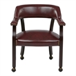 Bowery Hill Traditional Vinyl/Wood Guest Chair with Casters in Mahogany Brown