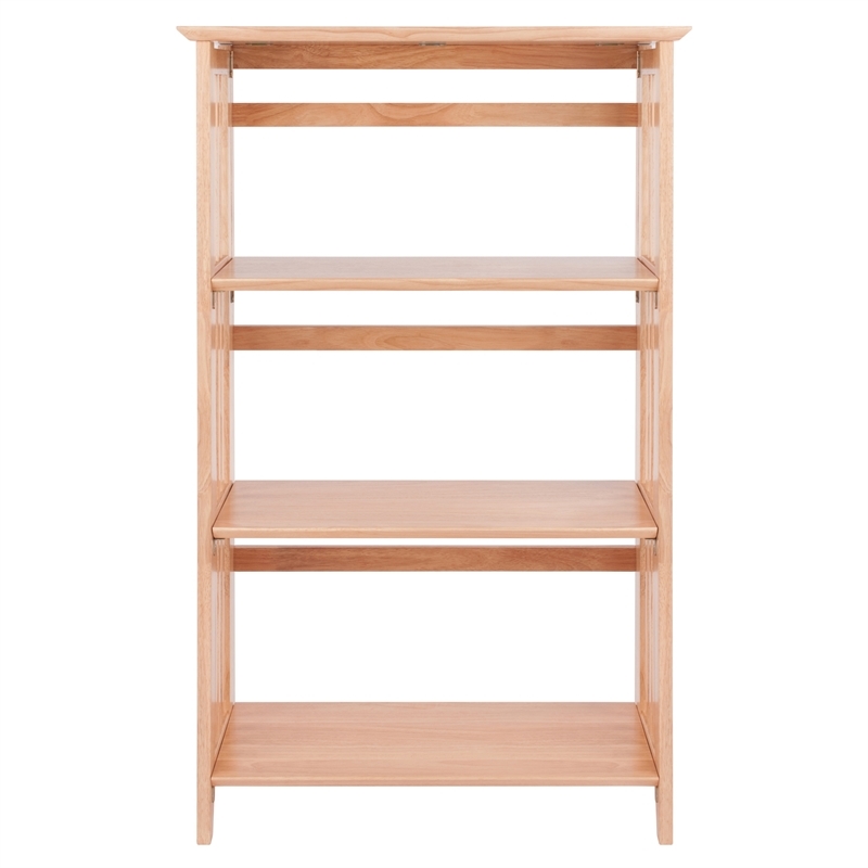 bowery hill 4-tier transitional solid wood folding bookcase in natural