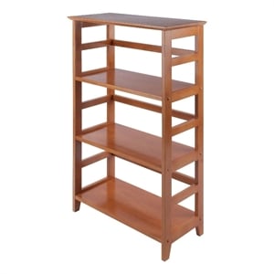 Bowery Hill 3-Tier Transitional Solid Wood Bookshelf in Honey Brown