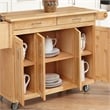Bowery Hill 2-Drawer Wood Kitchen Cart with Breakfast Bar in Natural