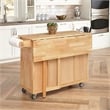 Bowery Hill 2-Drawer Wood Kitchen Cart with Breakfast Bar in Natural