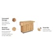Bowery Hill 2-Drawer Wood Kitchen Cart with Breakfast Bar in Natural
