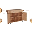 Bowery Hill 2-Drawer and 4-Shelf Wood Kitchen Cart in Natural
