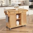 Bowery Hill 2-Drawer and 4-Shelf Wood Kitchen Cart in Natural
