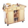 Bowery Hill 2-Drawer and 4-Shelf Wood Kitchen Cart in Natural