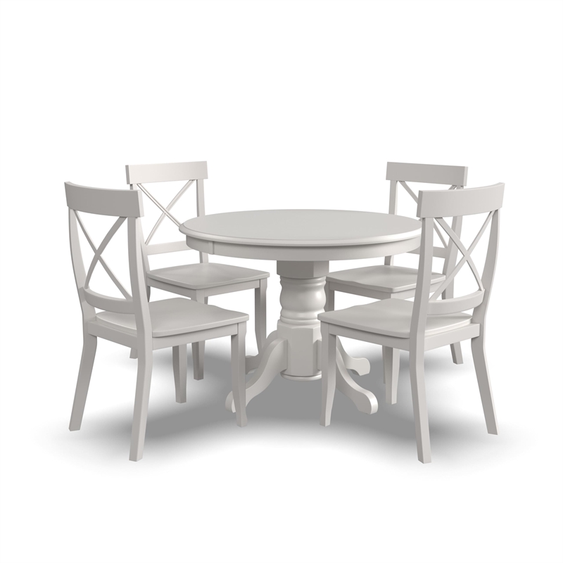 Bowery Hill 5 Piece Round Dining Set in Antique White