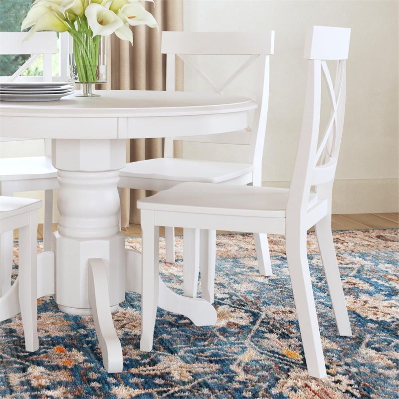 Bowery Hill 5 Piece Round Dining Set in Antique White