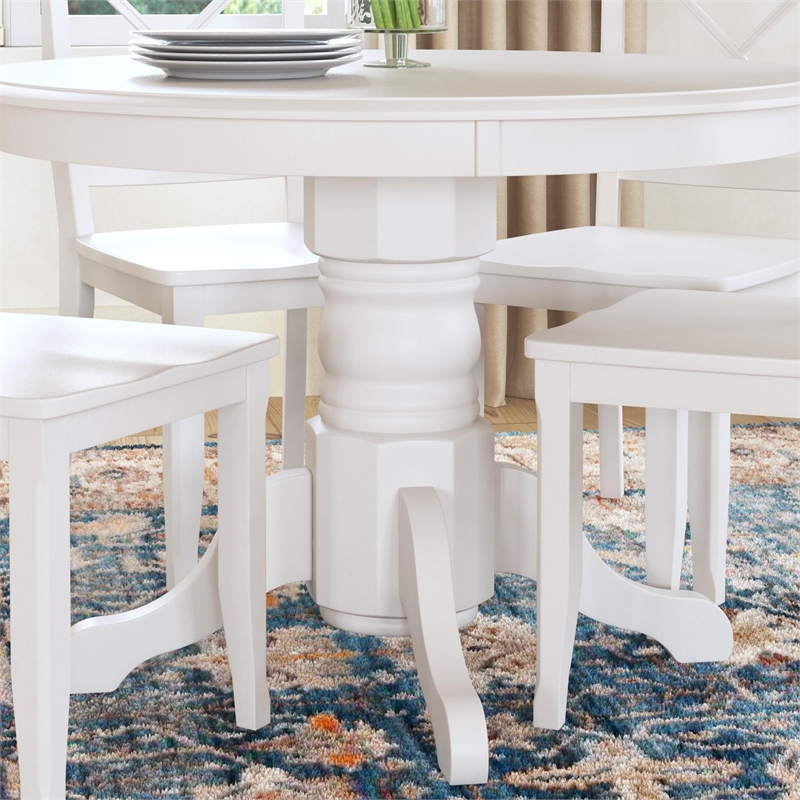 Bowery Hill 5 Piece Round Dining Set in Antique White