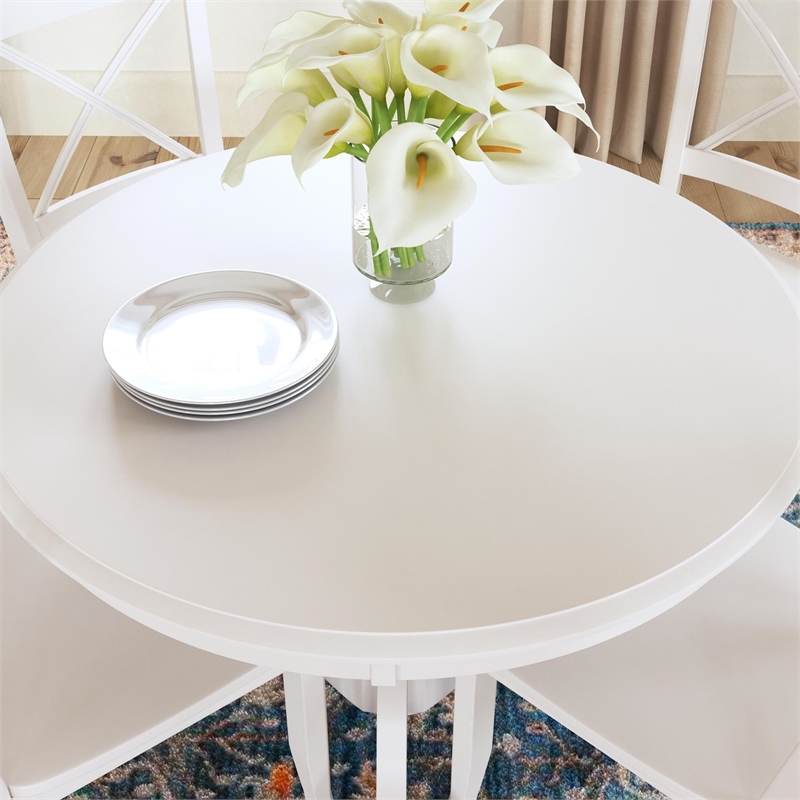 Bowery Hill 5 Piece Round Dining Set in Antique White