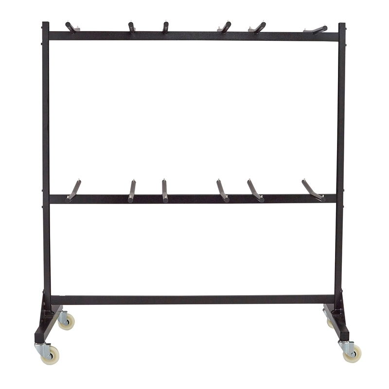 Bowery Hill Traditional Steel Metal Two-Tier Folding Chair Cart in Black