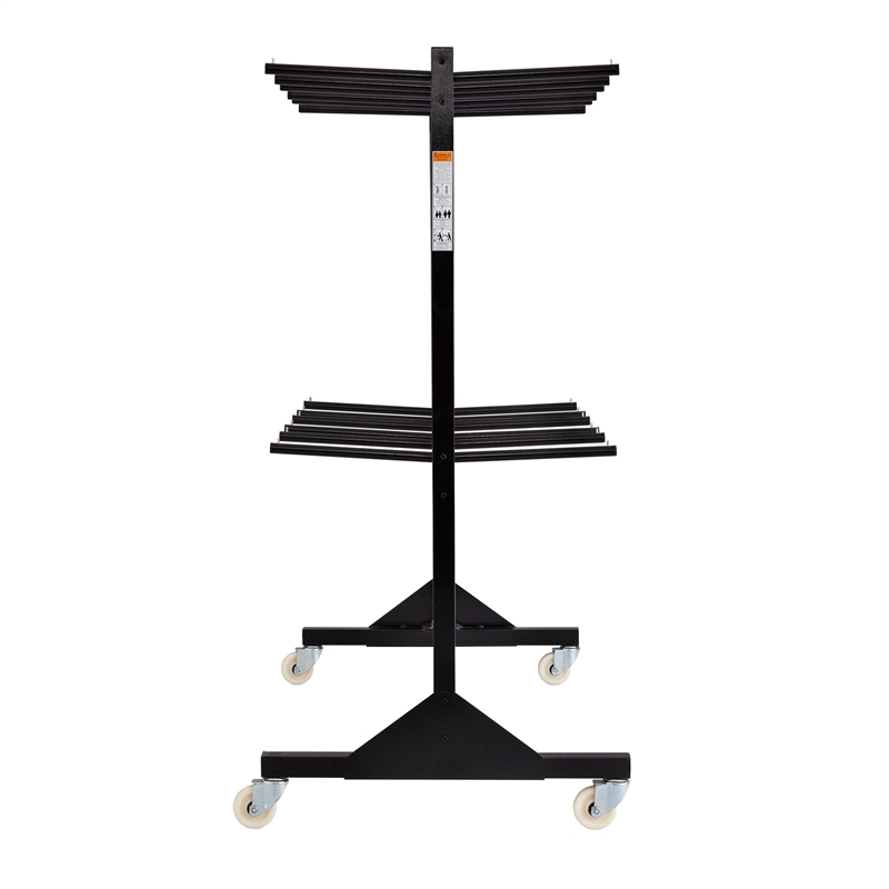 Bowery Hill Traditional Steel Metal Two-Tier Folding Chair Cart in Black
