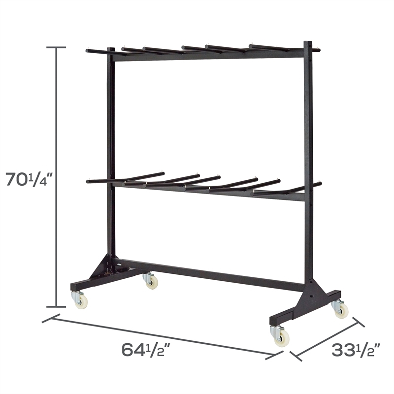 Bowery Hill Traditional Steel Metal Two-Tier Folding Chair Cart in Black