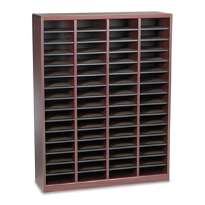 Bowery Hill Wood 60 Compartments Mail Organizer in Mahogany