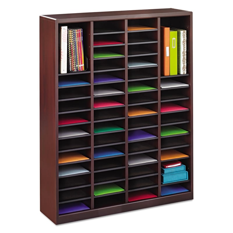 Bowery Hill Wood 60 Compartments Mail Organizer in Mahogany