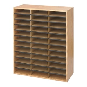 Bowery Hill Corrugated 36 Compartment Literature Organizer in Oak