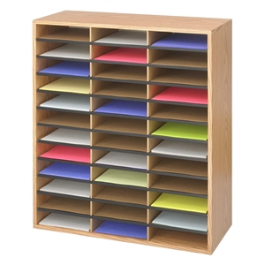 Bowery Hill Corrugated 36 Compartment Literature Organizer in Oak