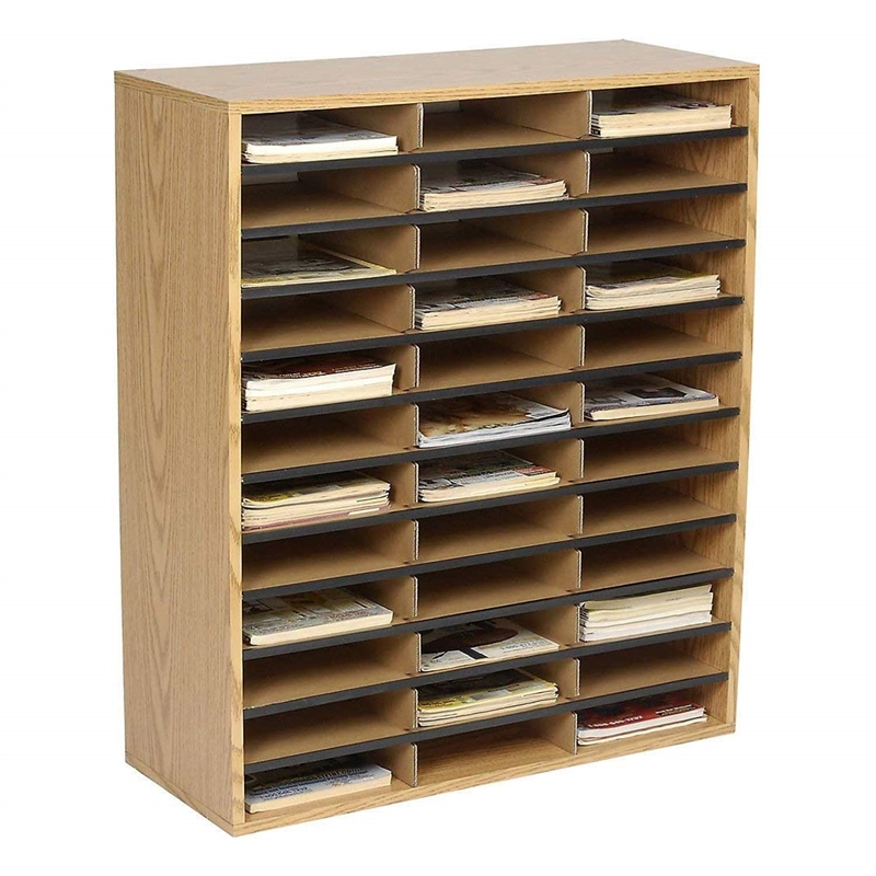 Bowery Hill Corrugated 36 Compartment Literature Organizer in Oak