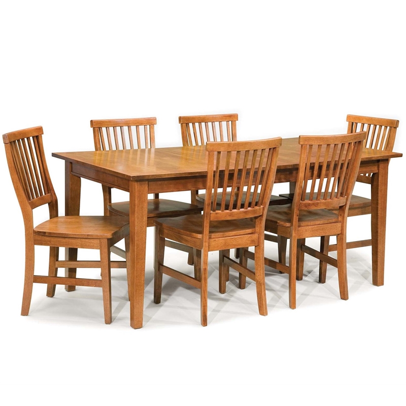Bowery Hill Solid Oak Wood 7-Piece Rectangular Dining Set in Brown