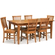 Bowery Hill Solid Oak Wood 7-Piece Rectangular Dining Set in Brown