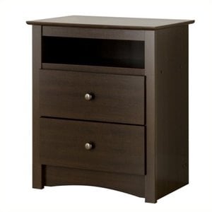 Bowery Hill Tall 2 Drawer Nightstand in Espresso