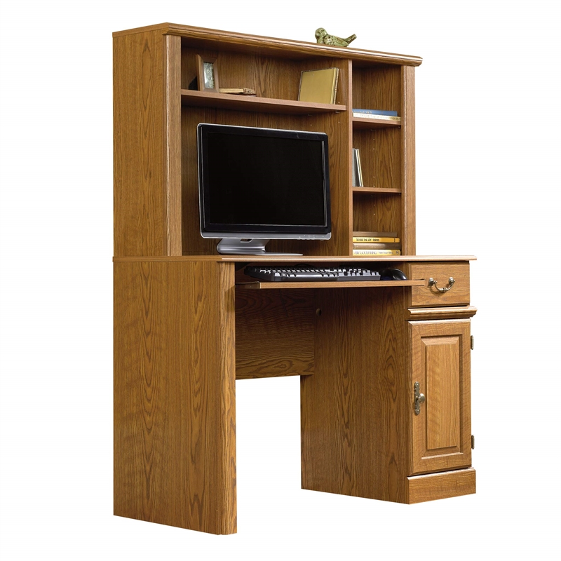 Bowery Hill Small Computer Desk with Hutch in Carolina Oak