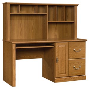 bowery hill computer desk with hutch and 2 drawers