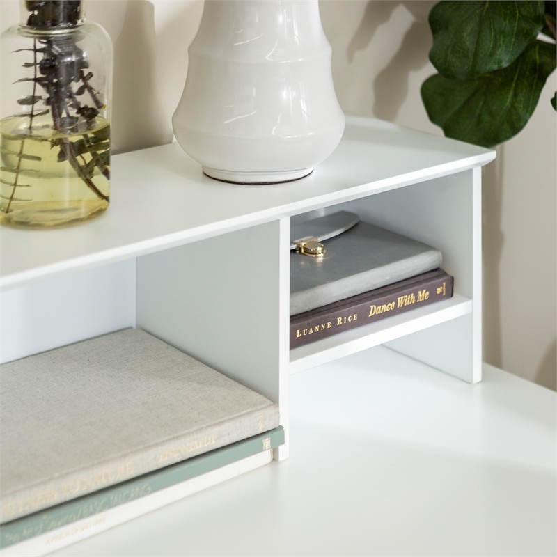 Bowery Hill Solid Wood Deluxe Computer Desk with Detachable Hutch in White