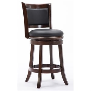 Bowery Hill 26.25&quot Wood & Faux Leather Swivel Counter Stool in Cappuccino