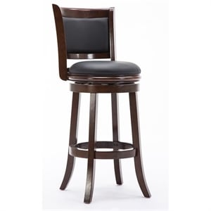 Bowery Hill 30&quot Upholstered Wood & Faux Leather Swivel Bar Stool in Cappuccino