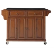 Bowery Hill Traditional Wood Kitchen Cart with Granite Top in Cherry/Black