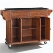 Bowery Hill Traditional Wood Kitchen Cart with Granite Top in Cherry/Black
