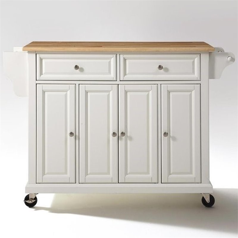 Bowery Hill 2-Drawer Traditional Wood Kitchen Cart in White/Natural