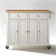 Bowery Hill 2-Drawer Traditional Wood Kitchen Cart in White/Natural