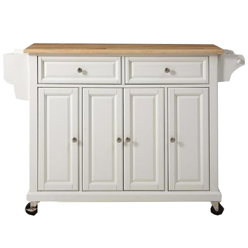Bowery Hill 2-Drawer Traditional Wood Kitchen Cart in White/Natural
