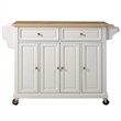 Bowery Hill 2-Drawer Traditional Wood Kitchen Cart in White/Natural