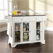 Bowery Hill Traditional Wood Kitchen Island with Granite Top in White/Black