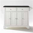 Bowery Hill Traditional Wood Kitchen Island with Granite Top in White/Black