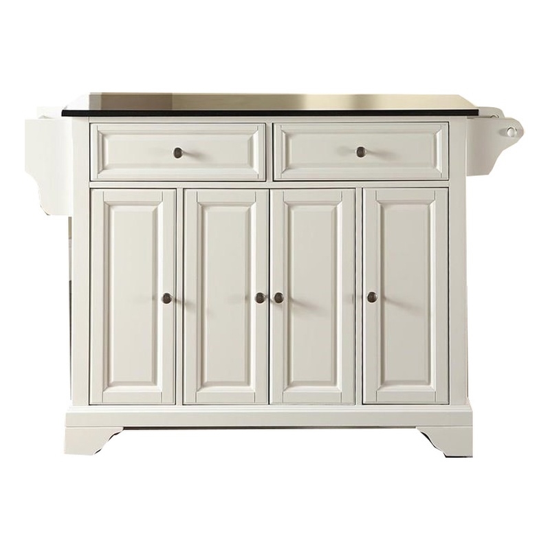 Bowery Hill Traditional Wood Kitchen Island with Granite Top in White/Black