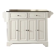 Bowery Hill Traditional Wood Kitchen Island with Granite Top in White/Black