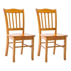 Bowery Hill 18&quot Ladderback Wood Dining Chair in Natural Oak (Set of 2)