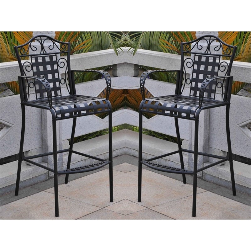 Bowery Hill Iron Patio Bar Stool (Set of 2)