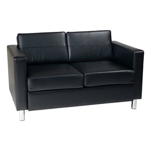 Bowery Hill Modern Faux Leather Upholstered Loveseat Sofa in Black