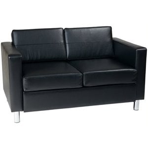 Bowery Hill Faux Leather Loveseat in Black