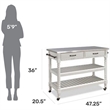 Bowery Hill Wood Kitchen Cart with Stainless Steel Top in Off White