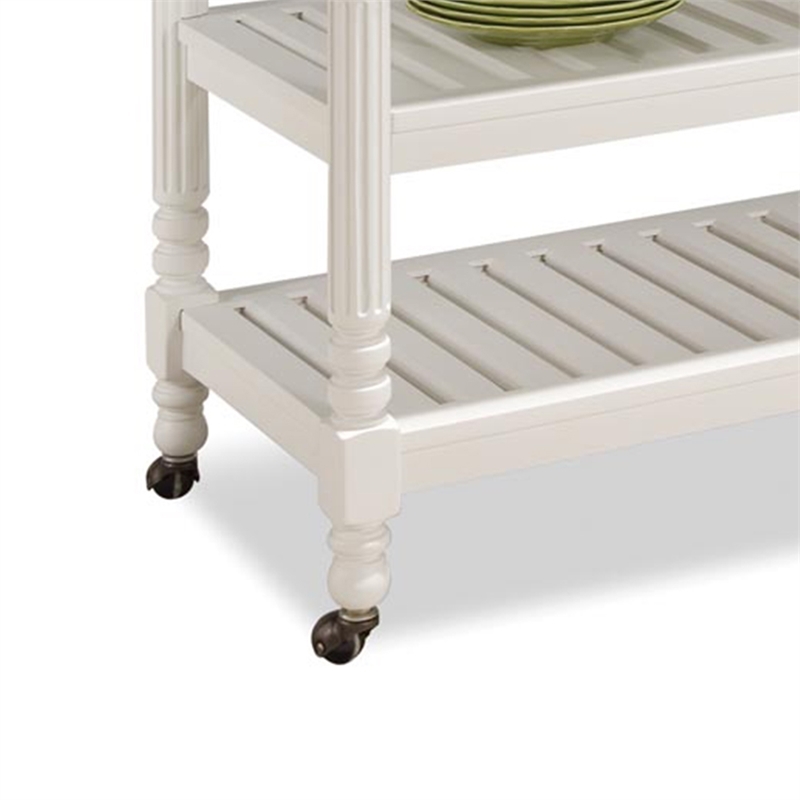 Bowery Hill Wood Kitchen Cart with Stainless Steel Top in Off White