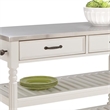 Bowery Hill Wood Kitchen Cart with Stainless Steel Top in Off White