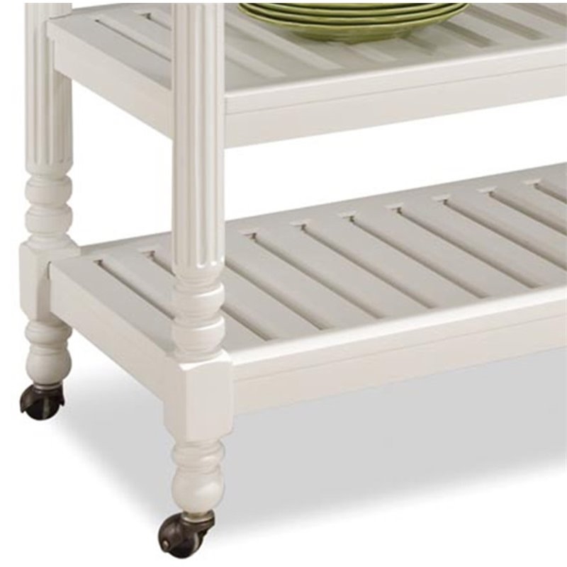 Bowery Hill Wood Kitchen Cart with Stainless Steel Top in Off White