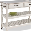 Bowery Hill Wood Kitchen Cart with Stainless Steel Top in Off White
