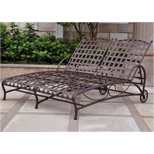 bowery hill double patio chaise lounge in wrought iron